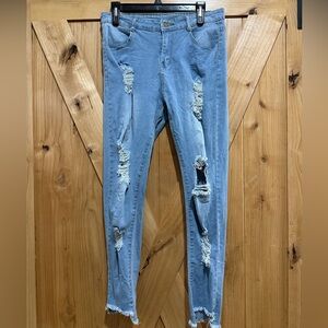 Bought from Amazon Sz L very stretchy Holes all over front, frayed ends